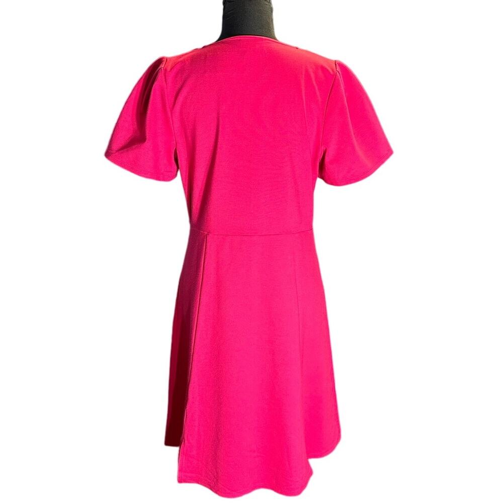 Christian Siriano x J. Jill Hot Pink A-Line Dress S Puff Sleeve Barbiecore NWT - Picture 3 of 10